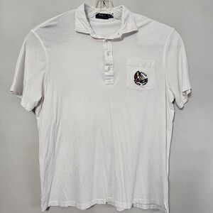 Polo Ralph Lauren Mens XL White CP-93 Regatta Sailboat Crest Washed Lisle Shirt